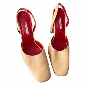 Dorateymur Nude Calfskin Sling Back Heels size 8